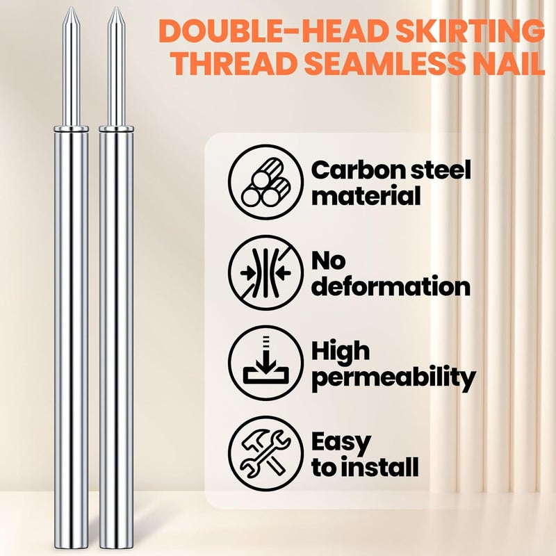 Deozu 250 Pcs Double-Head Skirting Nails with 3 Pcs Sleeve Tool, Double Sided Nails, Double-Headed Nail, Double Head Skirting Nail Tool - Image 3